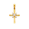 Small Starburst CZ Rod Cross Pendant in 14K Yellow Gold