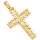 Small Diamond-Cut Textured Cross Pendant in 14K Yellow Gold thumb 0