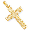 Small Diamond-Cut Textured Cross Pendant in 14K Yellow Gold