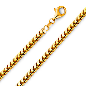 4.25mm 18K Yellow Gold Solid Men's Square Franco Chain Necklace 20-30in