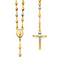 4mm Mirrorball Bead Our Lady of Guadalupe Rosary Necklace in 14K TriGold 26in thumb 0
