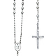 4mm Mirrorball Bead Miraculous Medal Rosary Necklace in 14K White Gold 26in thumb 0