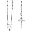 3mm Mirrorball Bead Miraculous Medal Rosary Necklace in 14K White Gold 26in