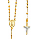3mm Mirrorball Bead Our Lady of Guadalupe Rosary Necklace in 14K Two-Tone Gold 18in thumb 0
