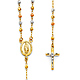 3mm Moon-Cut Bead Our Lady of Guadalupe Rosary Necklace in 14K TriGold 18in thumb 0