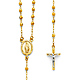3mm Moon-Cut Bead Our Lady of Guadalupe Rosary Necklace in 14K Two-Tone Gold 18in thumb 0