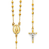 3mm Moon-Cut Bead Our Lady of Guadalupe Rosary Necklace in 14K Two-Tone Gold 18in