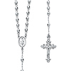 5mm Moon-Cut Bead Miraculous Medal Rosary Necklace in Sterling Silver with Budded Crucifix 26in
