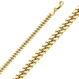 3.3mm 18k Yellow Gold Miami Cuban Link Chain Necklace 18-30in