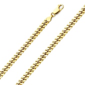 4mm 14K Yellow Gold Solid Men's Miami Cuban Link Chain Necklace 20-30in