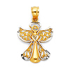 Petite Diamond-Cut Filigree Angel Pendant in 14K Two-Tone Gold