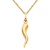 Small Cornicello Italian Horn Necklace with Diamond-Cut Cable Chain - 14K Yellow Gold (16-22in)