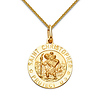 Small St. Christopher Medal Necklace with Braided Wheat Chain - 14K Yellow Gold (16-22in)