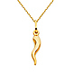 Small Cornicello Italian Horn Necklace with Oval Cable Chain - 14K Yellow Gold (16-20in) thumb 0