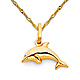 Mini Jumping Dolphin Necklace with Singapore Chain - 14K Yellow Gold 16-22in thumb 0
