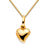 Mini Whimsical Heart Charm Necklace with Box Chain - 14K Yellow Gold (16-22in)