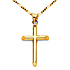Small Slanted-Edge Cross Necklace with Figaro Chain - 14K Yellow Gold (16-24in)