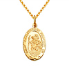 St. Christopher Oval Medal Necklace with Diamond-Cut Chain - 14K Yellow Gold (16-24in)