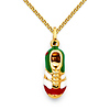 Green White Red Soccer Shoe Charm Necklace with Spiga Chain - 14K Yellow Gold 16-22in