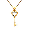 Key to My Heart Small Pendant Necklace with Snail Chain - 14K Yellow Gold