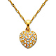 CZ Cluster Petite Heart Charm Necklace with Singapore Chain - 14K Yellow Gold 16-22in thumb 0