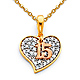 Quinceanera 15 Anos CZ Heart Charm Necklace with Cable Chain - 14K TriGold 16-22in thumb 0