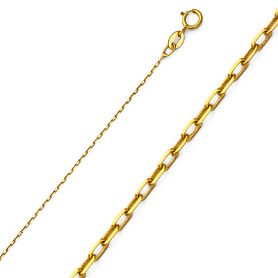 0.9mm 14K Yellow Gold Diamond-Cut Angled Oval Cable Chain Necklace 16-22in