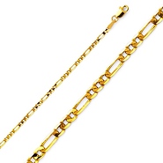 2.3mm 14K Yellow Gold Figaro Link Chain Necklace 16-24in - Lite Solid