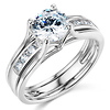 Split Shank 1-CT Round-Cut Solitaire CZ Wedding Ring Set in 14K White Gold