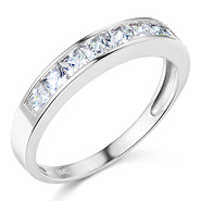 8-Stone Princess-Cut Channel-Set CZ Wedding Band in 14K White Gold 0.75ctw