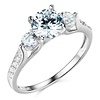 3-Stone Trellis Round-Cut CZ Engagement Ring in 14K White Gold 1.5ctw