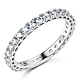 2.5mm Scallop Round-Cut CZ Eternity Ring Wedding Band in 14K White Gold 0.75ctw thumb 0