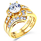 Contour 1.25CT Round-Cut with Side Stones CZ Engagement Ring Set in 14K Yellow Gold 2ctw thumb 0