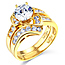 Contour 1.25CT Round-Cut with Side Stones CZ Engagement Ring Set in 14K Yellow Gold 2ctw