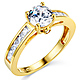 1-CT Round Trellis Cathedral Princess Side CZ Engagement Ring in 14K Yellow Gold thumb 0