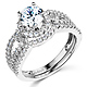 Halo Split Shank 1.25CT Round CZ Engagement Ring Set in 14K White Gold thumb 0