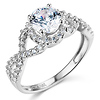 Woven 1.25CT Round-Cut Halo CZ Engagement Ring in 14K White Gold