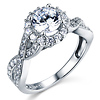 Woven Criss-Cross Halo 1-CT Round-Cut CZ Engagement Ring in 14K White Gold
