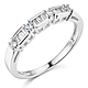 2.5mm Round & Baguette Cubic Zirconia CZ Wedding Band in 14K White Gold thumb 0