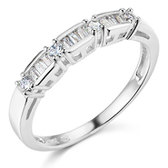 2.5mm Round & Baguette Cubic Zirconia CZ Wedding Band in 14K White Gold
