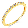 1.5mm 20 Half Eternity Round-Cut CZ Wedding Band in 14K Yellow Gold