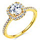 Square Halo 1.25CT Round-Cut CZ Engagement Ring in 14K Yellow Gold thumb 0