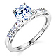 1-CT Round & Side Baguette-Cut CZ Engagement Ring in 14K White Gold thumb 0