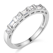 2.5mm Modern Princess & Baguette-Cut Cubic Zirconia CZ Wedding Band in 14K White Gold
