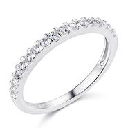 2mm 16-Stone Stackable Round-Cut CZ Wedding Band in 14K White Gold