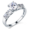 1-CT Round & Baguette-Cut Cubic Zirconia Engagement Ring in 14K White Gold