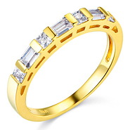 2.5mm Modern Baguette & Princess-Cut CZ Wedding Band in 14K Yellow Gold