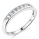 6-Stone Grooved Round-Cut Cubic Zirconia Wedding Band in 14K White Gold thumb 0