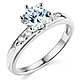 1-CT Round-Cut with Pave Side Stones CZ Engagement Ring in 14K White Gold thumb 0