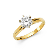 1.25 CT Round-Cut Peg Head Cathedral CZ Engagement Ring in 14K Yellow Gold